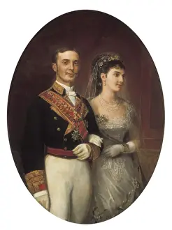 Mercedes Prints: Wedding portrait of Alfonso XII and Mar&#xd860de