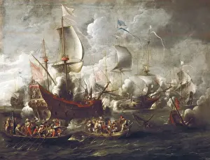 Cornelis Prints: WEEL, Cornelis de (17th c. ). Naval battle. 17th