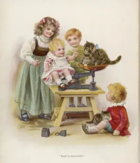 Weighed Prints: Weighing Baby and Cats