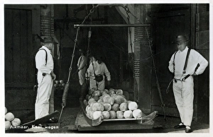 Famed Collection: Weighing round Edam cheeses at Alkmaar - The Netherlands