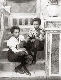 Thailand Prints: Two well-dressed girls, Siam (Thailand) c. 1880 s
