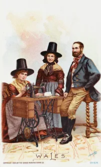 Hats Gallery: Welsh Lady using a Singer Sewing Machine