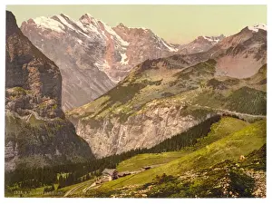 Jungfrau Prints: Wengern Alp and Mittaghorn, Gspaltenhorn and Hotel Jungfrau