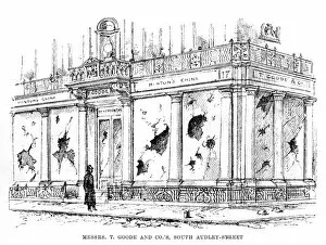 Images Dated 14th June 2016: West End riots: shops damaged by rioters, 1886