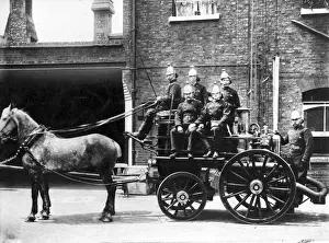 Crews Prints: West Ham Fire Brigade, Plaistow fire station and steamer