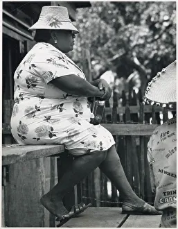 A West Indian lady in her best frock at the Port of Spain Carnival, Trinidad, West Indies. Date: 1968