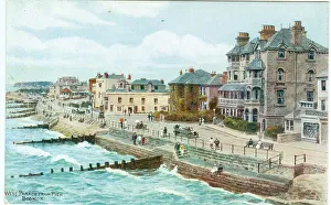 Reproduced Prints: West Parade, Bognor, rough sea, motor car, pedestrians