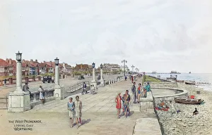 Worthing Prints: The West Promenade, Worthing, West Sussex, looking east