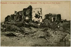 Images Dated 4th April 2016: Westende, Belgium -- ruined buildings, WW1