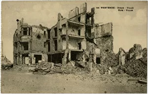 Dyke Collection: Westende, Belgium -- ruined houses, WW1