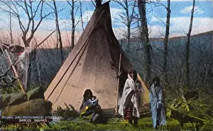 Teepee Prints: Western Canada - Sarcee Squaws outside their teepee