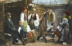 Western Russian Fmily drinking Mares Milk Western Russian Fmily drinking Mares Milk