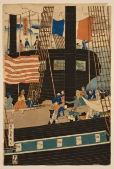 Western traders loading cargo in Yokohama
