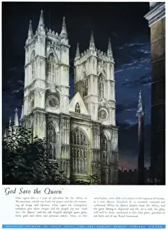 Land Mark Prints: Westminster Abbey / Dunlop advertisement, 1953