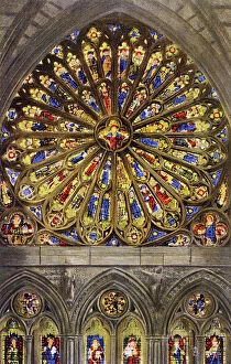 Westminster Collection: Westminster Abbey, London - The Rose Window, South Transcept