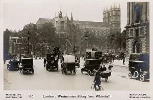 London Prints: Westminster Abbey - viewed from the end of Whitehall
