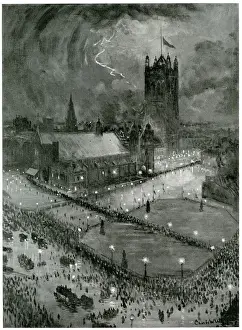 Thunder Prints: Westminster Hall by night: Waiting and departing 1910
