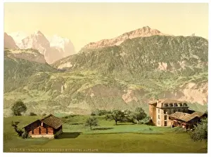 Wetter Horn Prints: Well and Wetterhorn, with Hotel Alpbach, Bernese Oberland, S