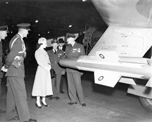 Missile Gallery: Wg Cdr R D Romanis gives Queen Elizabeth II a tour