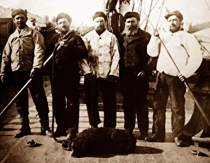 Whaling Prints: Whaling ship crew in the Arctic