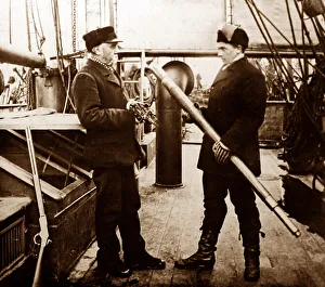 Whaling Prints: Whaling ship officers in the Arctic