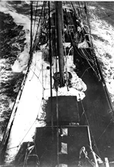 Whaling ship in rough seas