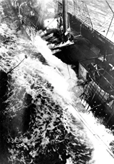 Whaling ship in rough seas