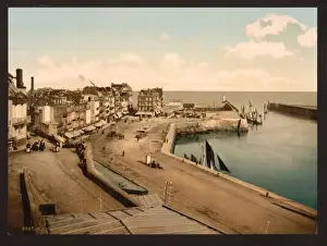 Treport Prints: The wharf from the harbor, Treport, France