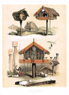 Angas Gallery: Whatas or Patukas - Maori Food Storehouses