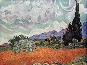 Reproduced Prints: Wheat Field With Cypresses