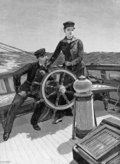 S Peak Prints: At the Wheel of a Yacht, 1890