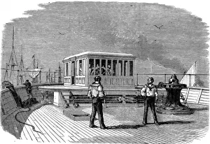 Brunels Prints: Wheelhouse of the Great Eastern, 1859