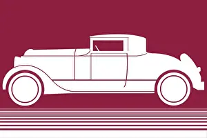 History Repeats Itself Prints: White Car on Maroon Background