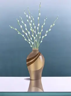 White Catkins in a glossy vase