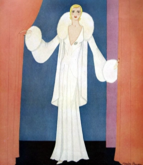 Images Dated 28th January 2008: White crepe evening frock, by Gordon Conway