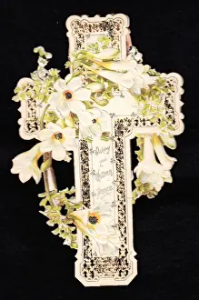 Resurrection Prints: White flowers on a cross-shaped Easter card