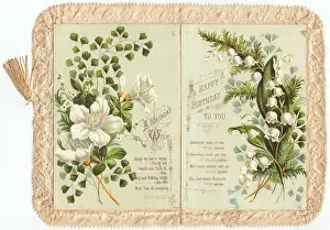 White flowers on a fringed birthday card