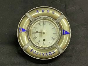 Enamel Collection: White metal mantel clock, RNYC Fujiyama
