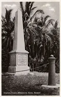 1779 Prints: White Monument - site of death Captian James Cook - Hawaii