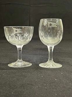 Liqueur Collection: White Star Line, two cut glass liqueur glasses