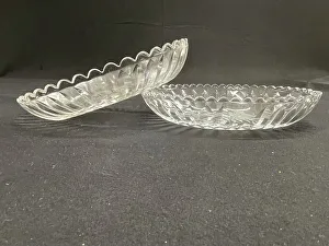 Dish Collection: White Star Line, cut glass pair of oval dishes with sunburst