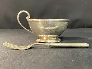 White Star Line - Elkington plate ice cream dish, fork