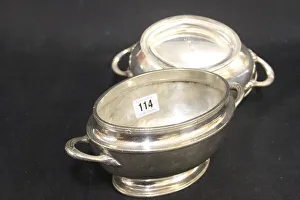Images Dated 5th March 2018: White Star Line - two Elkington sauce tureens