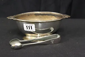 White Star Line - Elkington sugar bowl and tongs