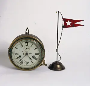 Mounted Prints: White Star Line flag and clock