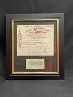 Share Prints: White Star Line, framed preference share certificate