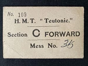 Troop Collection: White Star Line, HMT Teutonic - mess card