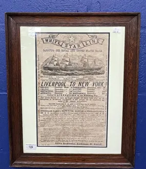 Glazed Prints: White Star Line, Liverpool to New York poster