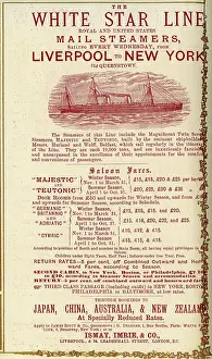 Resorts Prints: White Star Line, Mail Steamers, Liverpool to New York