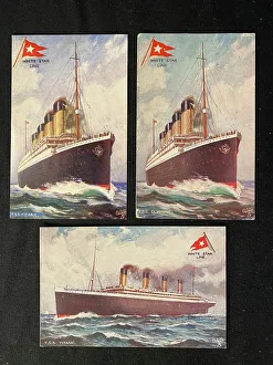 White Star Line, Olympic and Titanic - three postcards